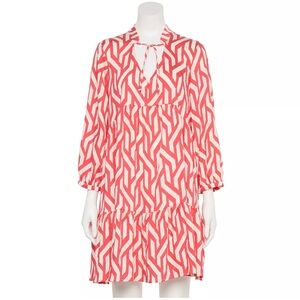 Gently Loved Women's Ellen Tracy V-Neck Long Sleeve Tiered Mini Dress Size Large